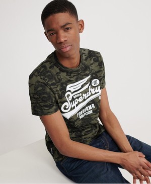 Superdry Super All Over Print Férfi Pólók Olivazöld | AMKRL2389